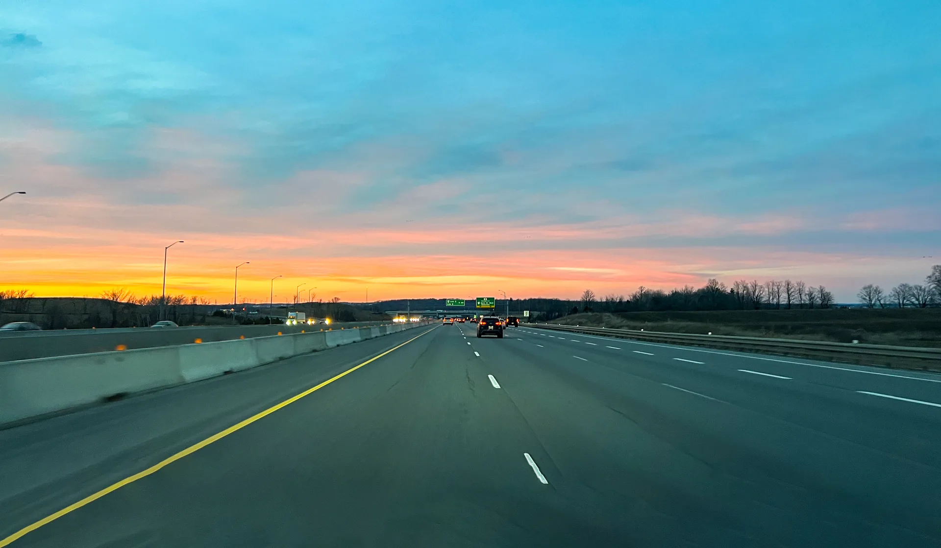 Highway 401 east of Toronto at sunrise