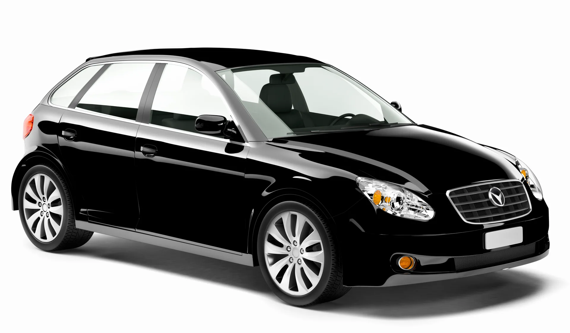 A chauffeured black sedan waiting for a passenger outside airport arrivals
