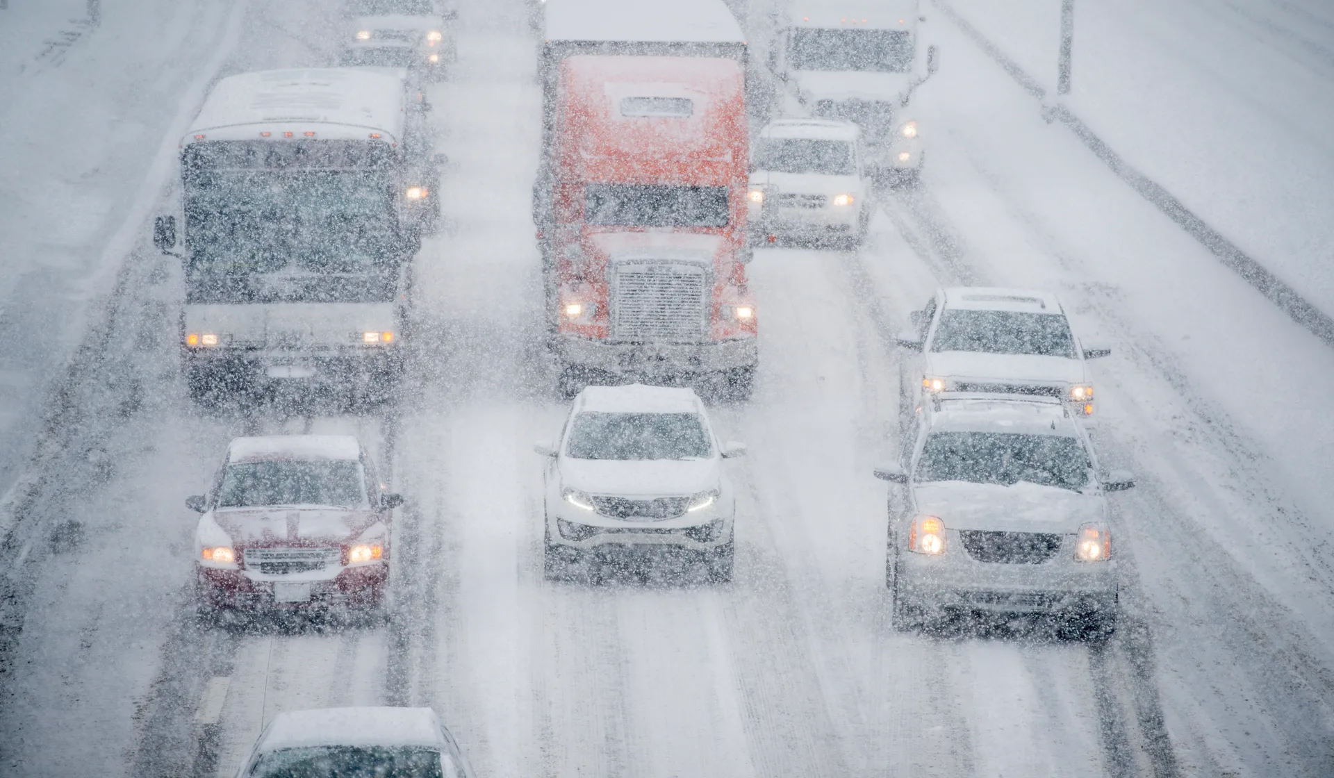 A GTA highway during a winter storm
